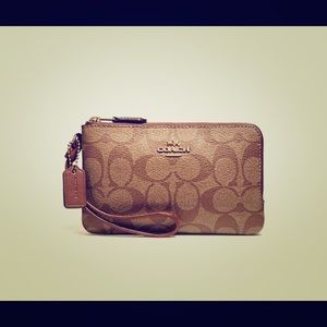 Coach double zipper wristlet
